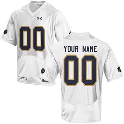 Men%27s Notre Dame Fighting Irish 2015 Under Armour White Customized Replica Football Jersey